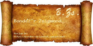 Bondár Zsigmond névjegykártya